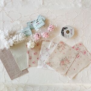 Craft Scrapbooking Lot Ribbon Roses Floral Fabric Swatches